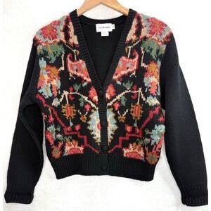 JH Collectables Women's Wool Floral Cardigan Sweater Size Medium